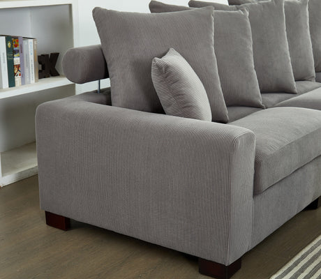 Modular Sectional Sofa,5 Seater Oversized Convertible L & U Shaped Couch, Corduroy Fabric - sold by Home Elegance USA