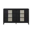 Contemporary 6-Drawer Dresser Charcoal Gray Finish Solid Wood Bedroom Furniture 1pc Storage Cabinet Reeded Front Panels