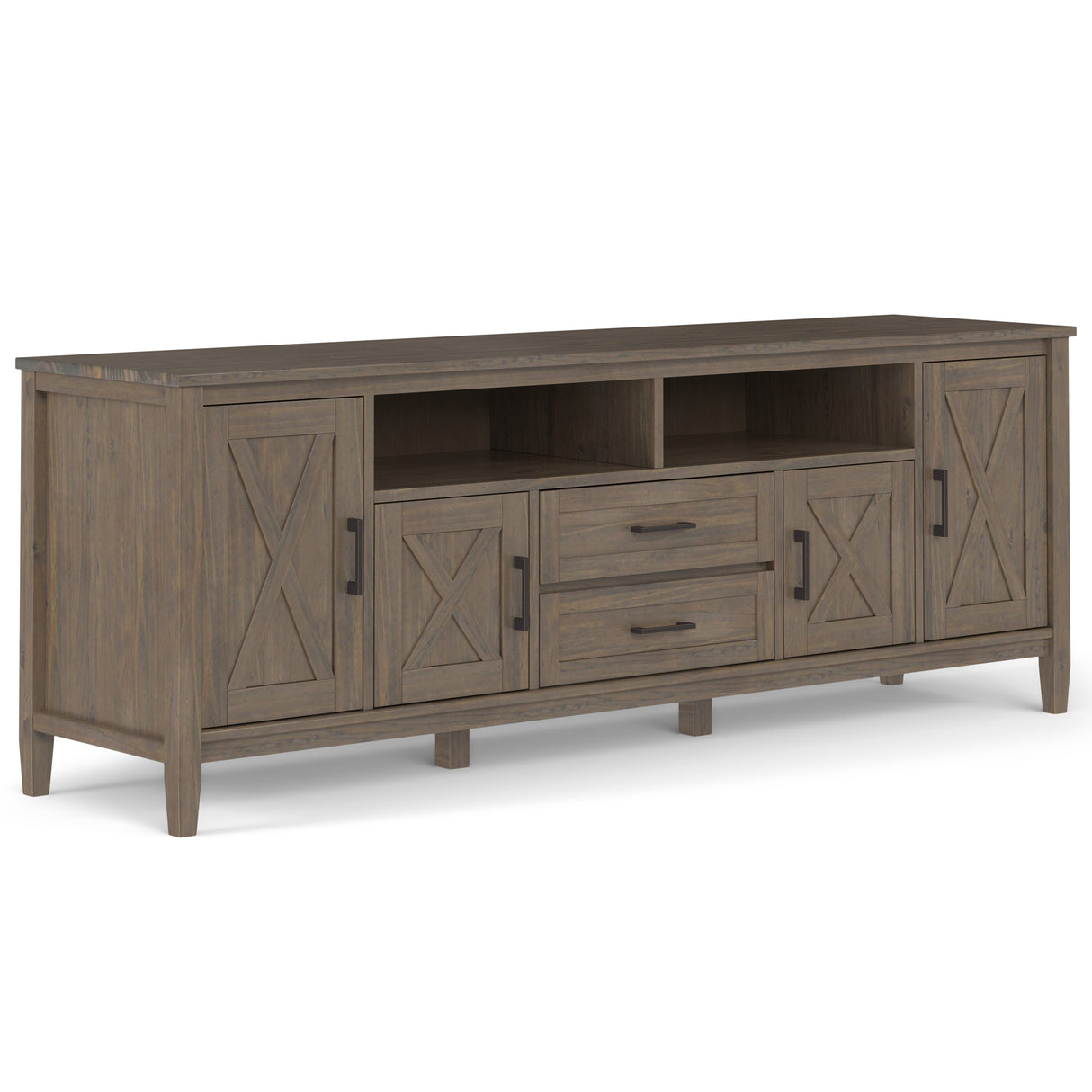 Ela 72 inch Wide Solid Wood TV Stand in Smokey Brown For TVs up to 80 inches