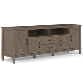 Ela 72 inch Wide Solid Wood TV Stand in Smokey Brown For TVs up to 80 inches - sold by Home Elegance USA