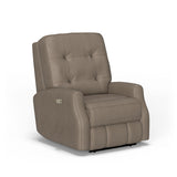 Devon Transitional Leather Power Recliner, Power Headrest | Flexsteel