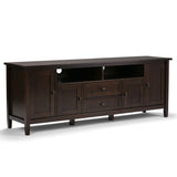 Warm Shaker 72 inch Wide Solid Wood TV Stand in Tobacco Brown For TVs up to 80 inches