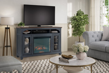 66 in Fireplace TV Stand for TVs up to 80 inches, Corduroy Blue Finish - sold by Home Elegance USA