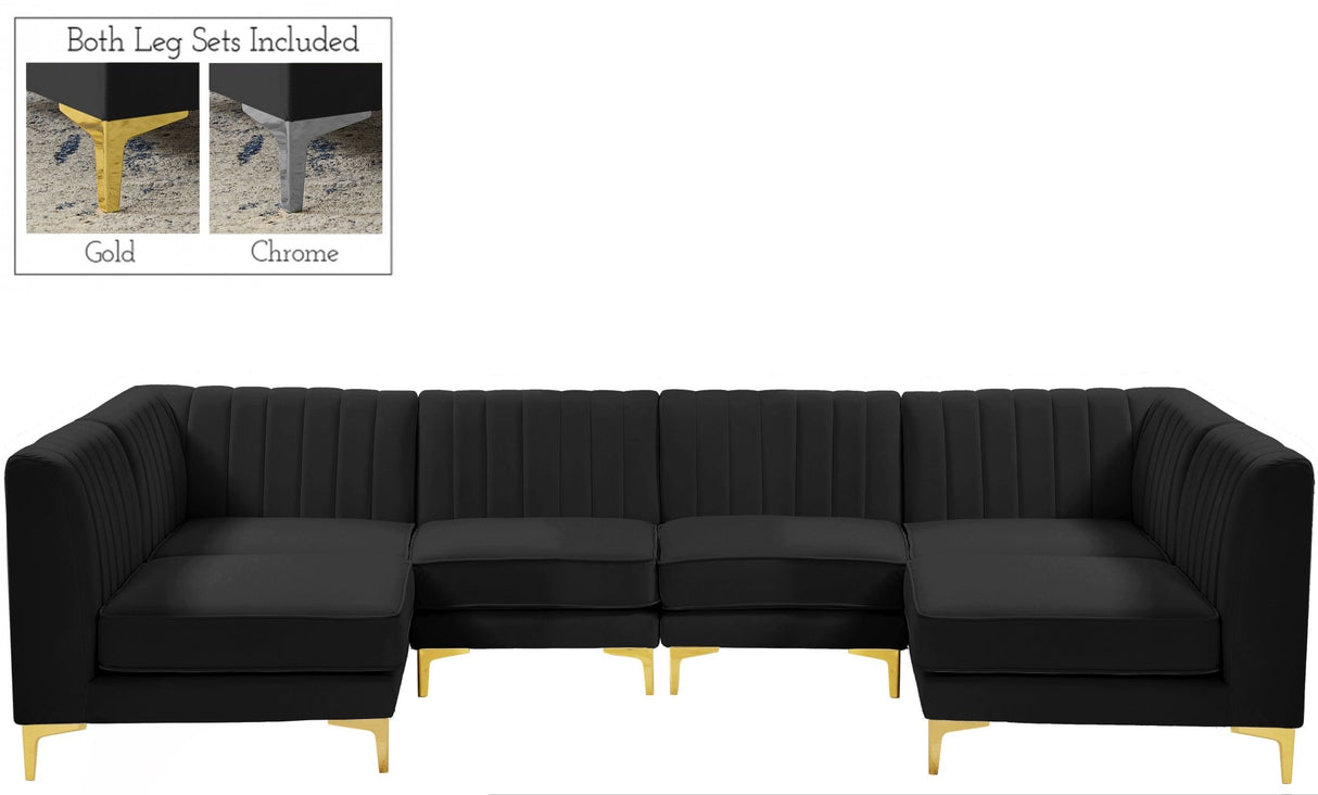 Alina - Modular Sectional 6 Piece - Black - Fabric - 604Black - Sec6B - Home Elegance USA - 1