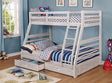 Twin Over Full Transitional Bunk Bed With Two Large Drawers Attached Ladder Wire-Brushed White