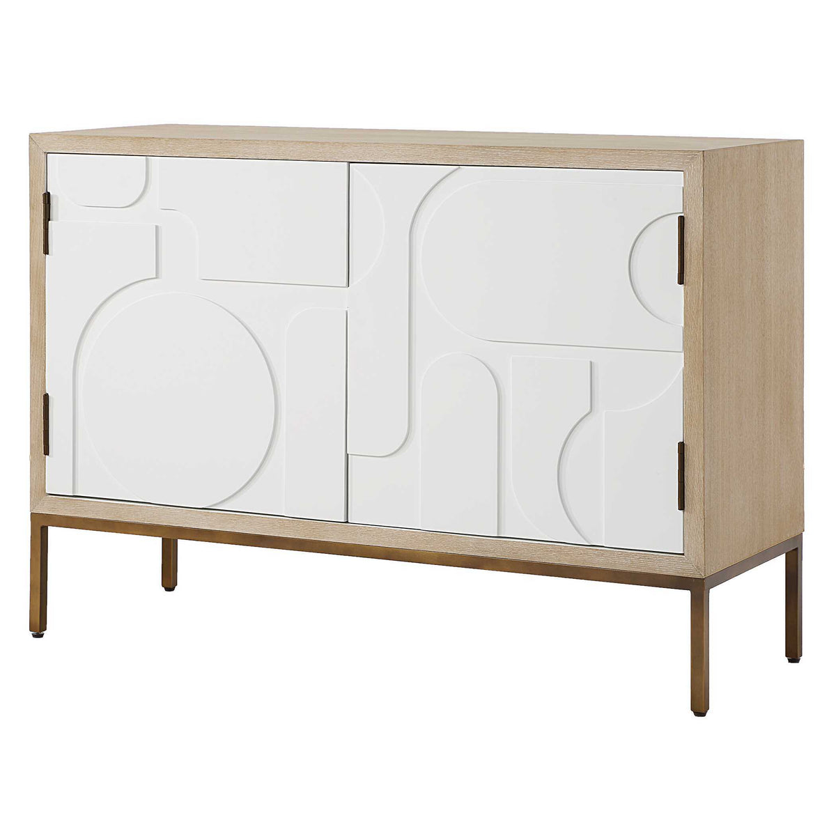 Weimar 2 Door Cabinet White / Woodtone - White / Light Brown by Uttermost - View 3