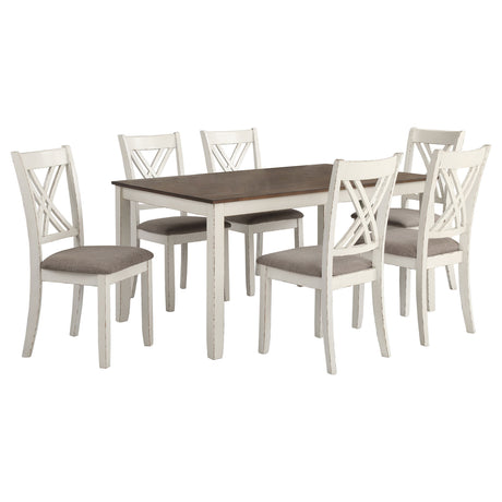 Ebers Chestnut and Vintage White 7-piece Dining Set - sold by Home Elegance USA