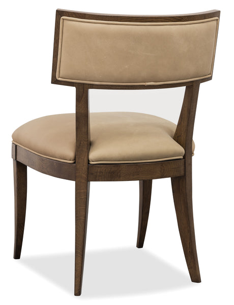 Cashiers Klismos Leather Chair (Set of 2) Chestnut / Vintage Ecru - Dark Brown / Beige by Hooker Furniture - View 4