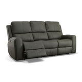 Linden Power Reclining Sofa With Power Headrests & Lumbar - Charcoal | Flexsteel