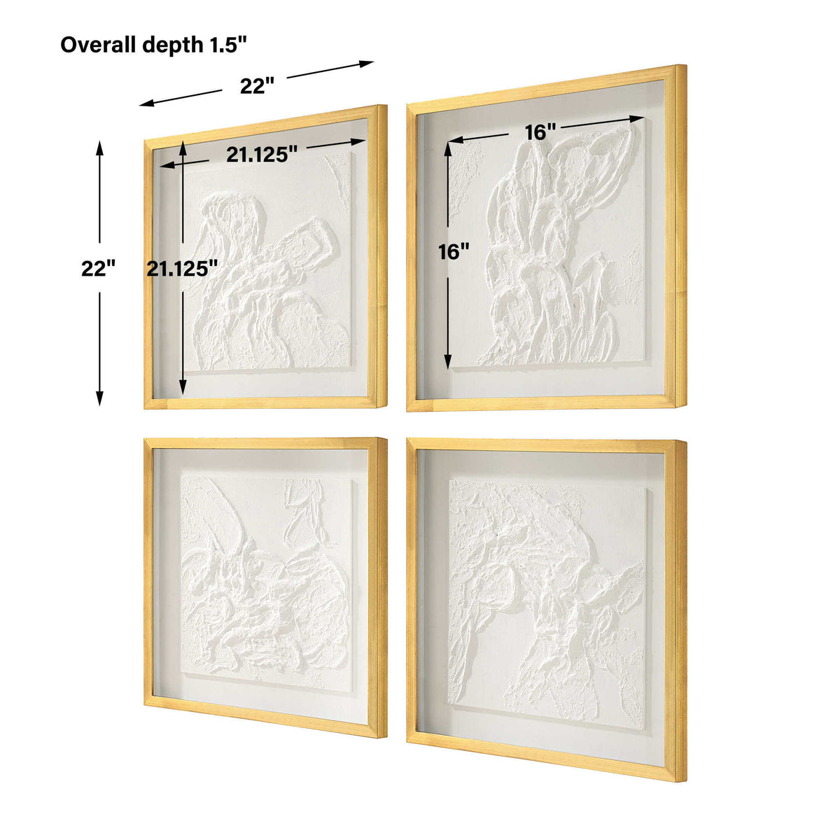 Fourfold Framed Prints (Set of 4) - Gold / White by Uttermost - View 8