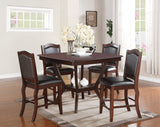 Formal Look Counter Height Dining Table w Shelve And 4x Side Chairs Solidwood Espresso Finish 5pc Set Dining Room Furniture
