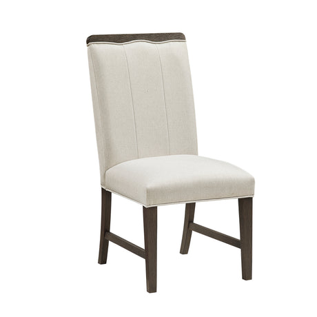 Modern Brown Finish Dining Set 5pcs Extendable Table with 4x Side Chairs Beige Upholstered Comfort Durable Metallic Accent Table Base Wooden Furniture - sold by Home Elegance USA