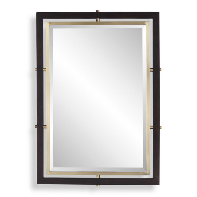 Bach Rectangle Mirror Walnut & Brass - Gold / Dark Brown by Uttermost - View 1