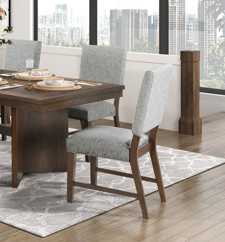 Walnut Finish Modern Dining Set 6pc Table with Self-Storing Extension Leaf Bench 4x Chairs Upholstered Wooden Furniture - sold by Home Elegance USA