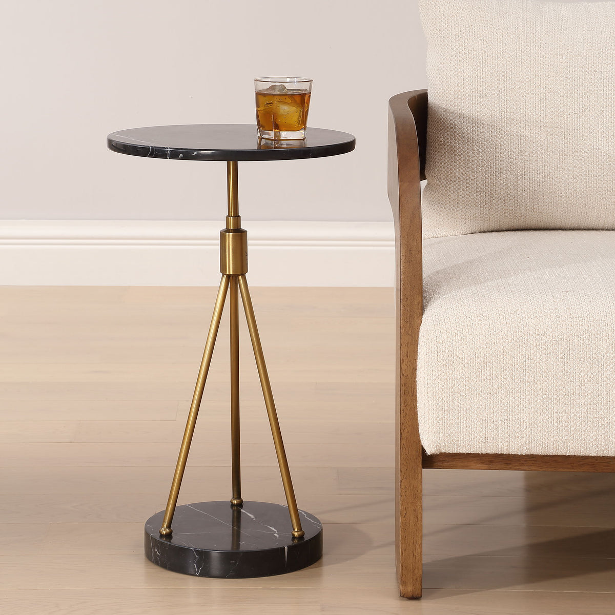 Rosston Marble Accent Table - Black / Gold by Uttermost - View 2
