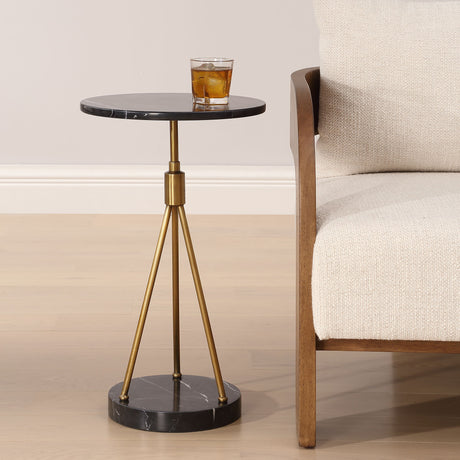 Rosston Marble Accent Table - Black / Gold by Uttermost - View 2