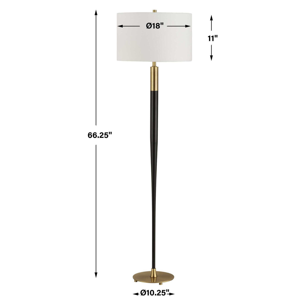 Stowe Floor Lamp Satin Black - Black / White by Uttermost - View 7