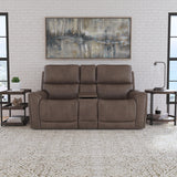 Carter Power Reclining Loveseat With Console & Power Headrests & Lumbar - Cappuccino | Flexsteel