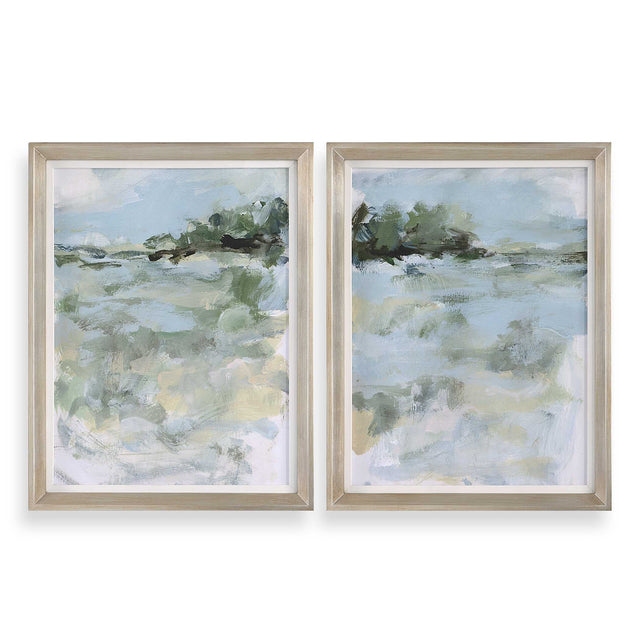 Far Away View View Framed Prints - Light Blue / Yellow by Uttermost - View 1