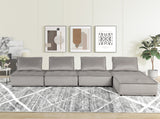 Aveline 160'W Light Gray Velvet 5 Pc Sectional Sofa Ottoman