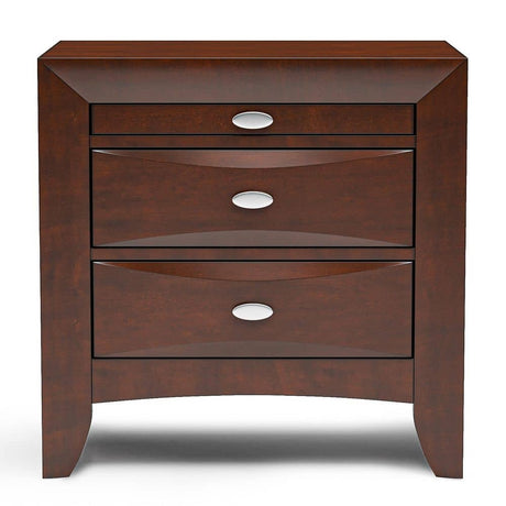 Contemporary Queen Size Bed 2x Nightstands Headboard Bookcase Cherry Color 3pc Set Bedroom Furniture - sold by Home Elegance USA