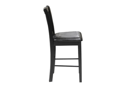 Black Finish 5pc Counter Height Set Dining Counter Height Table with Lower Shelves and 4x Chairs Set Faux Leather Upholstered Kitchen Dining Furniture - sold by Home Elegance USA