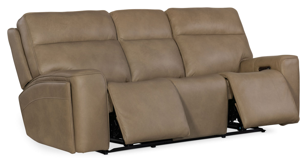 Riverton Power Sofa With Power Headrest/Lumbar - Light Brown by Hooker Furniture - View 5
