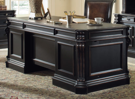 Telluride 76" Executive Desk With Wood Panels - Black by Hooker Furniture - View 1