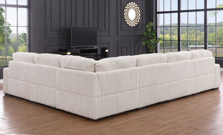 Nadine 155.5'W Beige Corduroy Modular Corner Sectional Sofa with Left-Facing Chaise - sold by Home Elegance USA