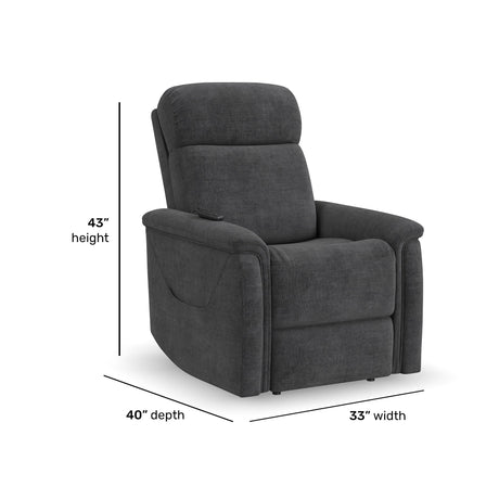 Luma Power Lift Recliner With Power Headrest, Lumbar, Heat & Massage - Dark Gray | Flexsteel