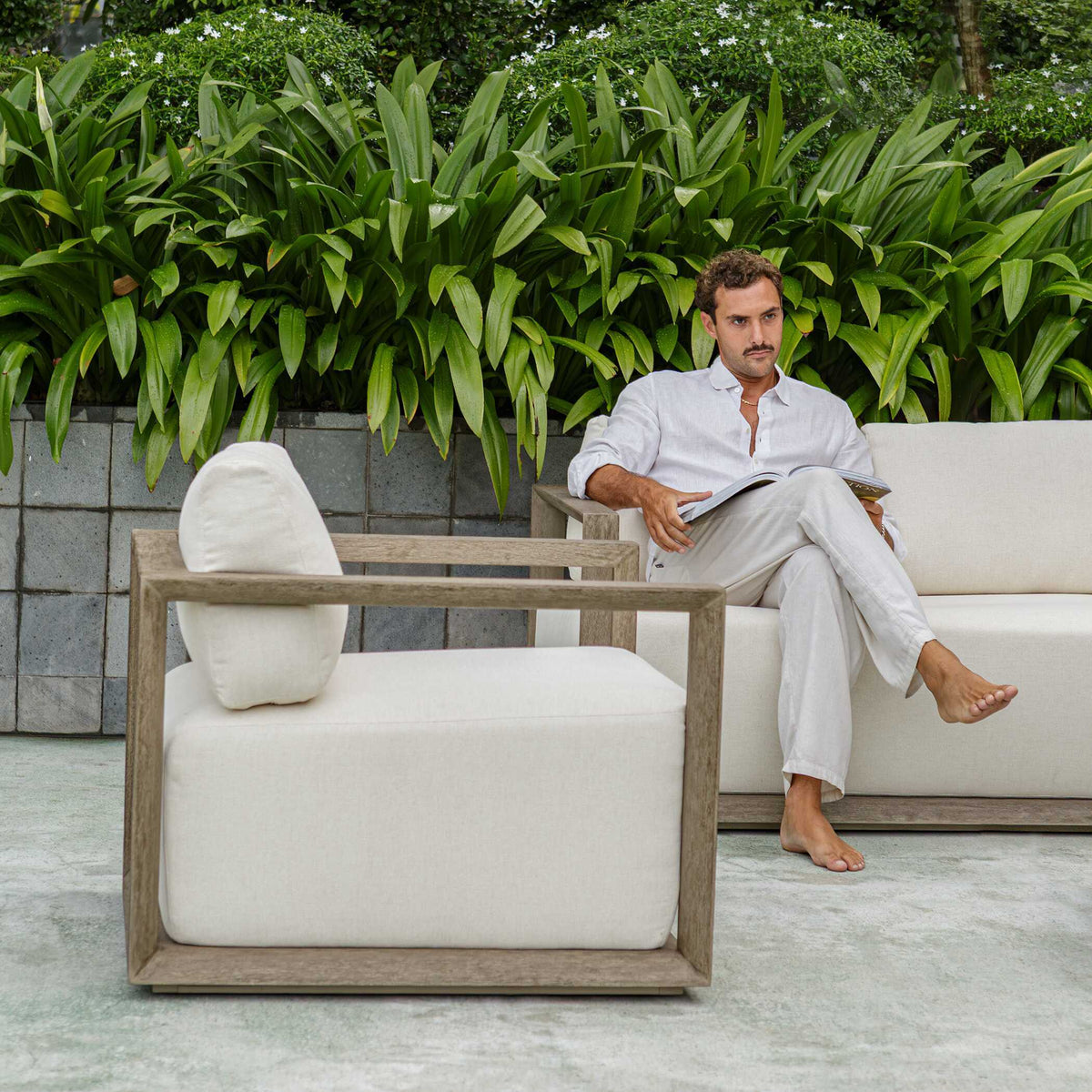 Remsen Outdoor Lounge Chair - Dark Gray / White by Uttermost - View 5