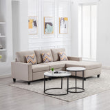 Nolan Beige Linen Fabric 3Pc Reversible Sectional Sofa Chaise with Pillows and Interchangeable Legs - Home Elegance USA