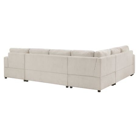 Oversized Sectional Sofa 115.3' U-Shaped Sofa with Chaise Lounge and Three Soft Throw Pillows, Light Gray Corduroy, 115.3' x 90.5' - sold by Home Elegance USA