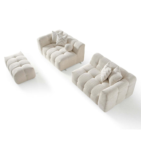 Alana Tufted Ivory Chenille Modular Sectional Sofa with Reconfigurable Layouts and Soft Upholstery - sold by Home Elegance USA