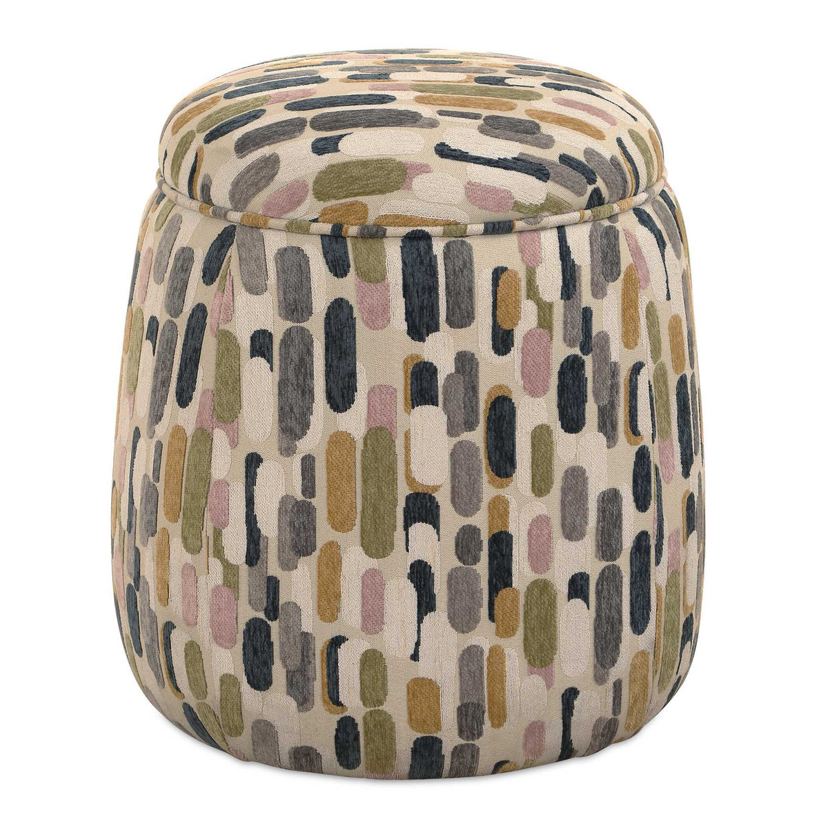 Arem Upholstered Multi-Color Ottoman Gray / Pink / White / Yellow - Gray / Beige by Uttermost - View 1