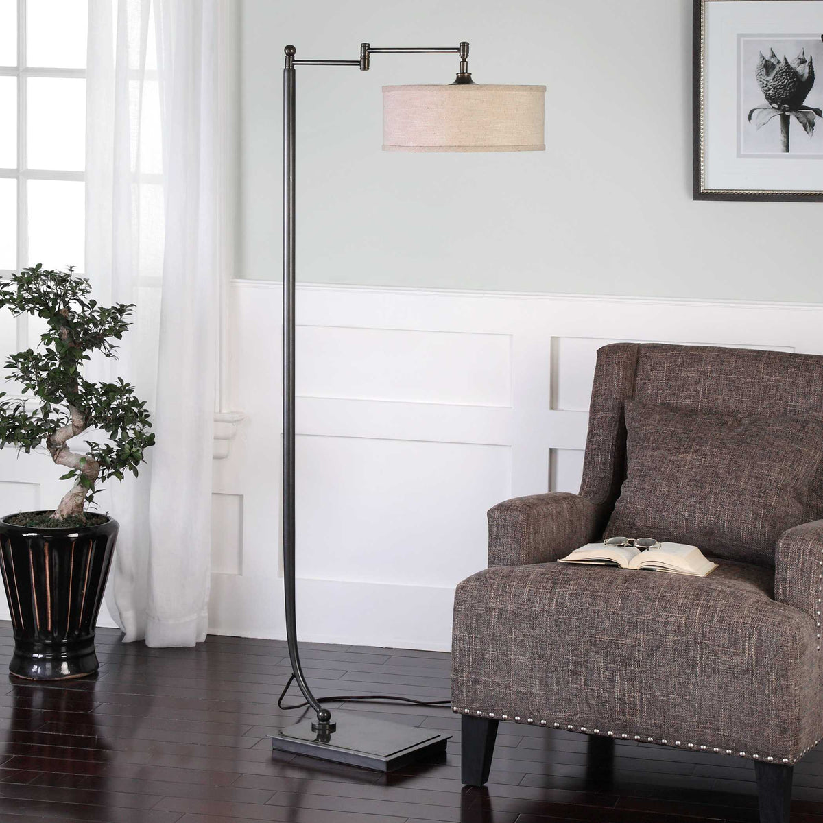 Lamine Floor Lamp Dark Bronze - Bronze / Beige by Uttermost - View 3