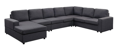Hayden 146.5' Modular Sectional Sofa with Reversible Chaise in Dark Gray Linen - sold by Home Elegance USA