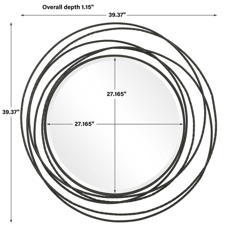 Whirlwind Round Mirror - Black by Uttermost - View 6