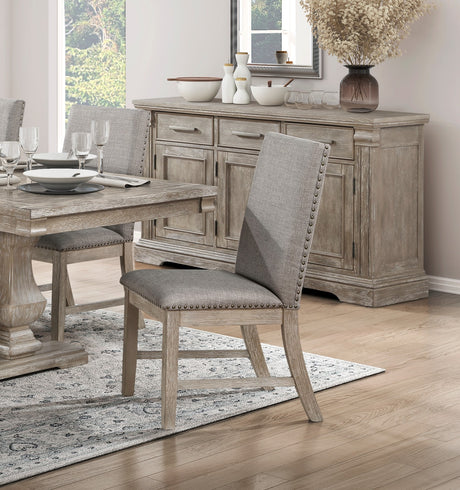 Traditional Style 7pc Dining Set Table with Extension Leaf and 6x Side Chairs Brownish Gray Finish Wooden Dining Kitchen Furniture - sold by Home Elegance USA