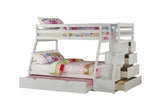 Jason White Finish Twin/Full Bunk Bed W/Trundle & Storage - sold by Home Elegance USA