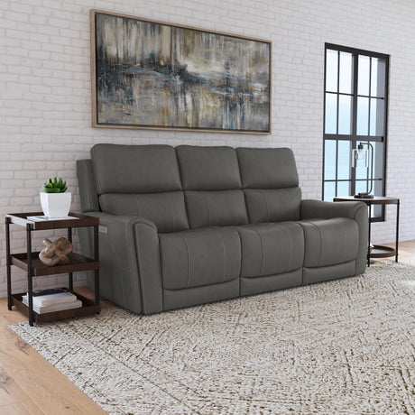 Carter Power Reclining Sofa With Console & Power Headrests & Lumbar - Smoke | Flexsteel