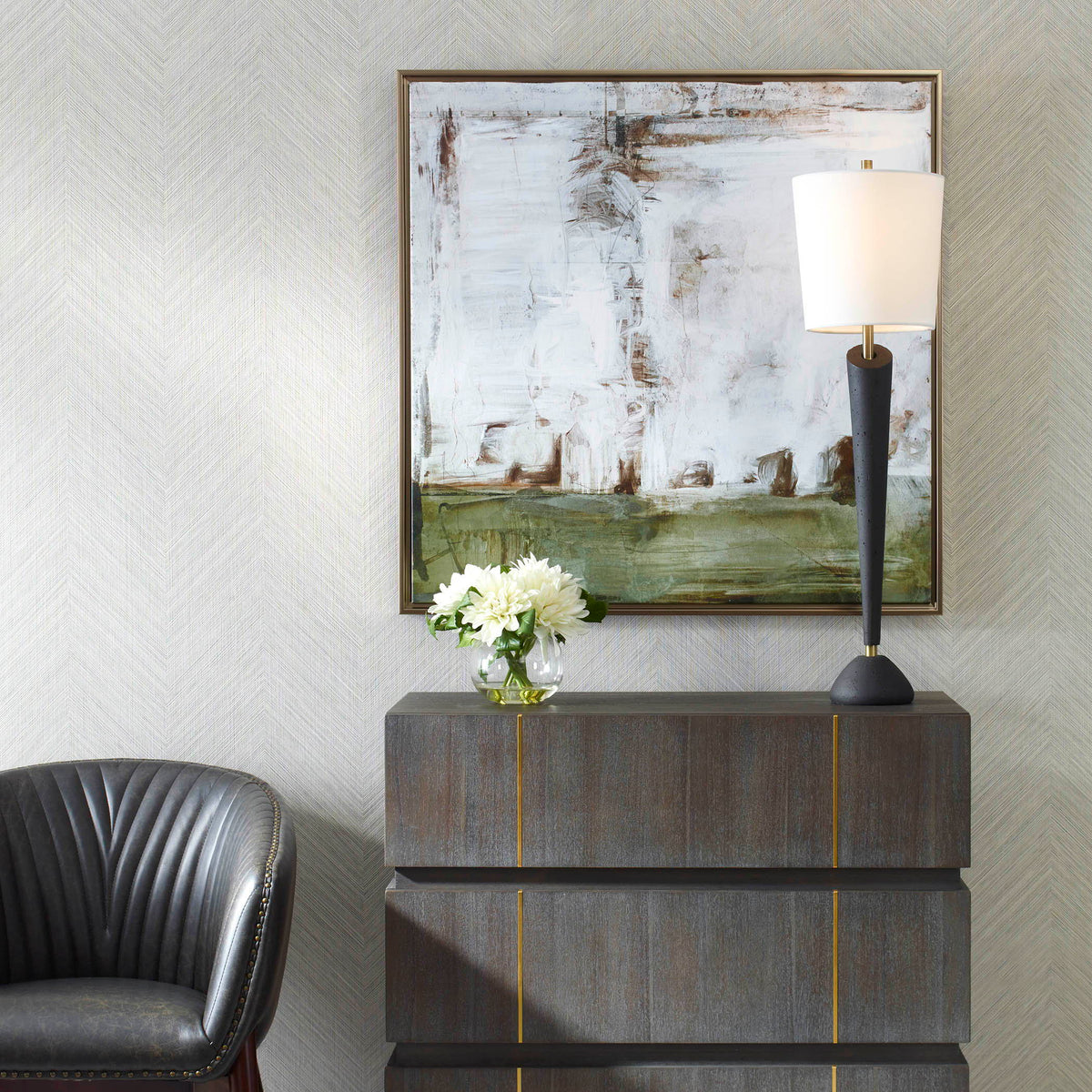 The Boardwalk Framed Abstract Art - White by Uttermost - View 2