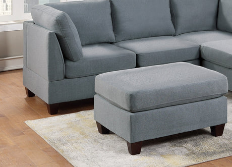 Modular Sectional 6pc Set Living Room Furniture L-Sectional Grey Linen Like Fabric 2x Corner Wedge 2x Armless Chairs and 2x Ottomans - sold by Home Elegance USA