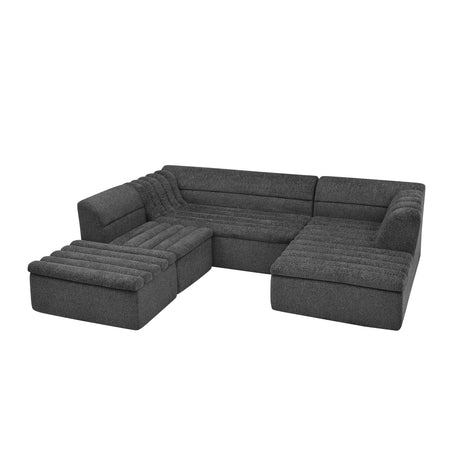 135' U-Shaped Modular Sectional Sofa with Chaise and Movable Ottoman for Living Room, Chenille Upholstered Boneless Couches with Wave-Shaped Armrest, No Pillows Included - sold by Home Elegance USA