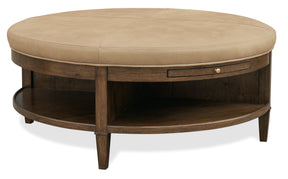 Cashiers Cocktail Ottoman Chestnut / Vintage Ecru - Dark Brown / Beige by Hooker Furniture - View 1