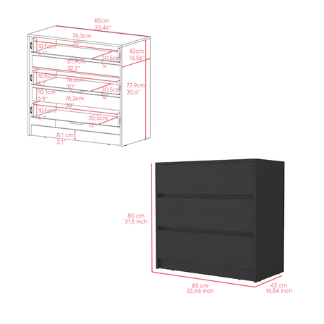 Lewes 2 Piece Bedroom Set, Dresser + Armoire, Black - sold by Home Elegance USA