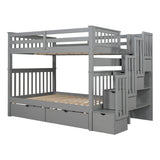 Full Over Full Bunk Bed with Shelves and 6 Storage Drawers, Gray(Old SKU:LT000046AAE) - sold by Home Elegance USA