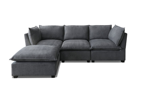 Modern Sectional Sofa,L-Shape Linen Fabric Corner Couch Set with Convertible Ottoman for Living Room, Apartment, Office,Grey,3 Colors - sold by Home Elegance USA