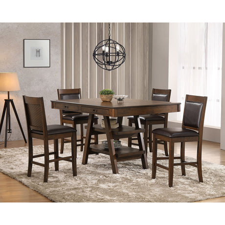 Ferrara Brown and Walnut 5-piece Counter Height Dining Set - sold by Home Elegance USA