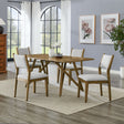 Darla 5Pc 70'W Rectangular Walnut Oak Geometric Cross Base Dining Set - sold by Home Elegance USA